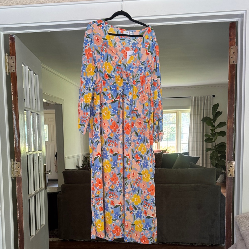 Floral Long Sleeve Ruffle Dress